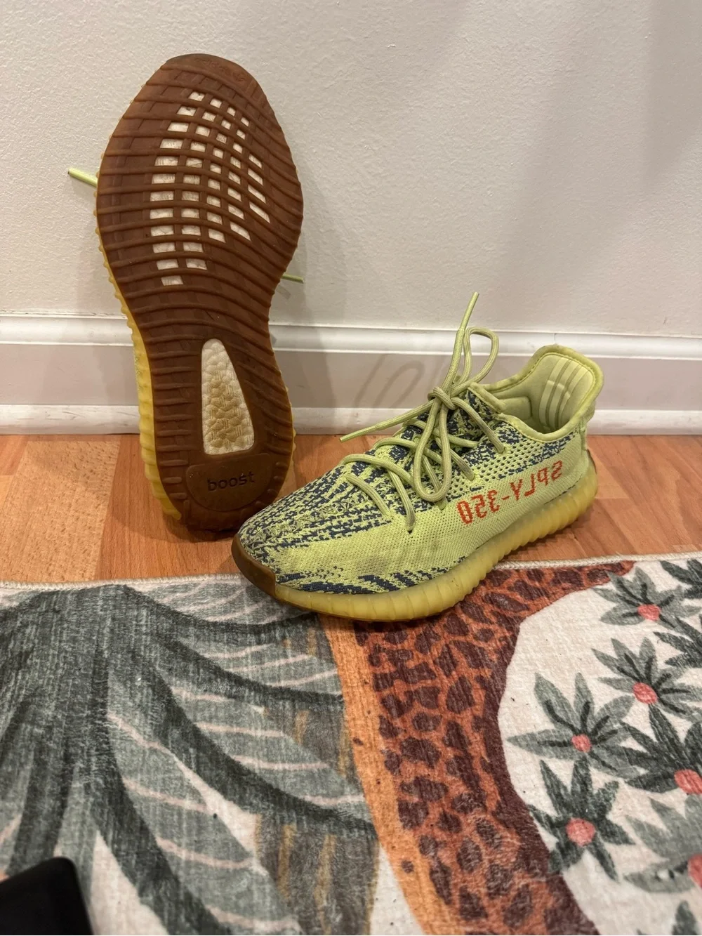 adidas Yellow and Grey Zebra Stripe Sneakers